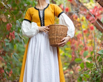 Armstreet Medieval apron made of flax linen “Townswoman”; LARP; Cosplay; Viking clothes; Medieval; Renaissance Style; Historical costume