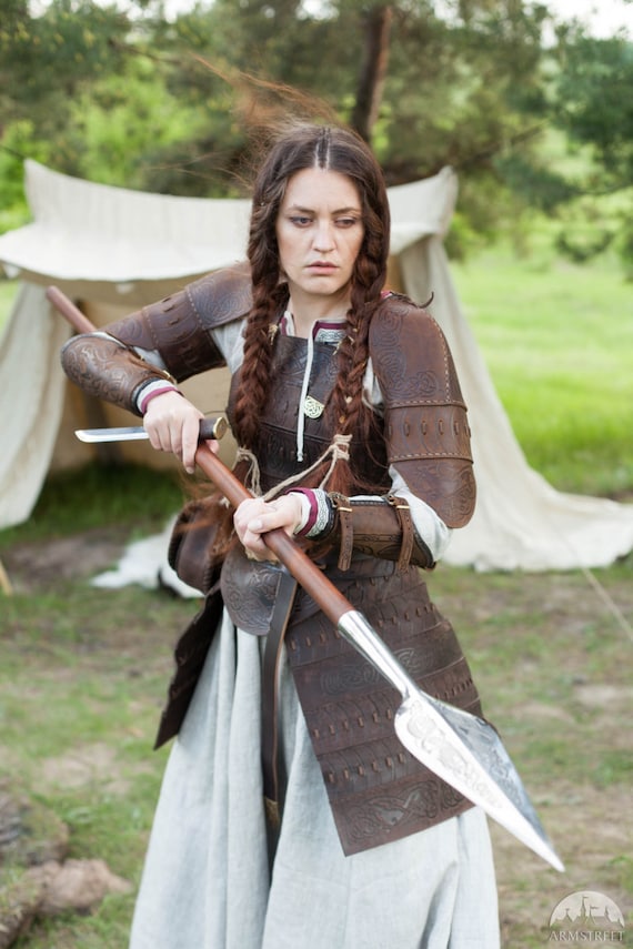 Armadura vikinga Medieval para adultos, armadura de hombro, cuero
