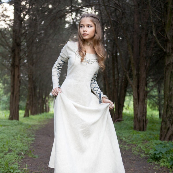 Armstreet Medieval Linen Dress "Fairy Tale"; Historically Inspired; Renaissance; LARP; SCA; Cosplay; Ren Fair Fantasy dress