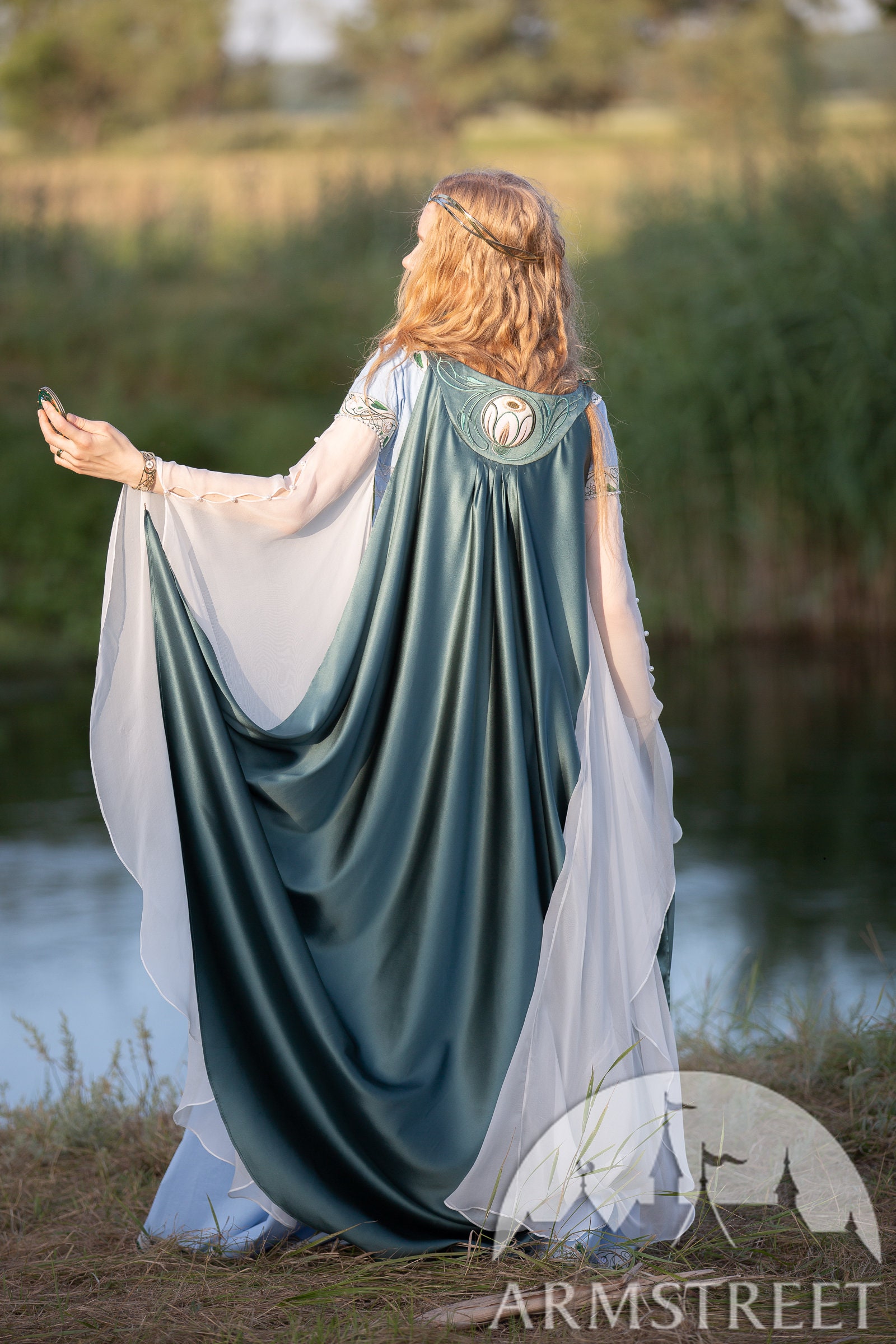 Embroidered and beaded silk cape Water Flowers Silk Cloak Etsy