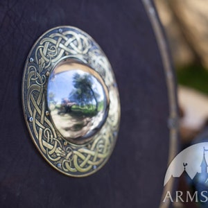 Armstreet Medieval Viking Shield; Medium Size Shield with Leather Exterior; Historical Reenactment Armor ; LARP; SCA; Warrior Buckler