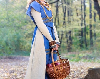 Sobrevesta de delantal medieval Armstreet "Sunshine Janet"; Delantal; Sobrevesta sin mangas; LARP; SCA; Cosplay; Disfraz de Recreación Histórica Medieval