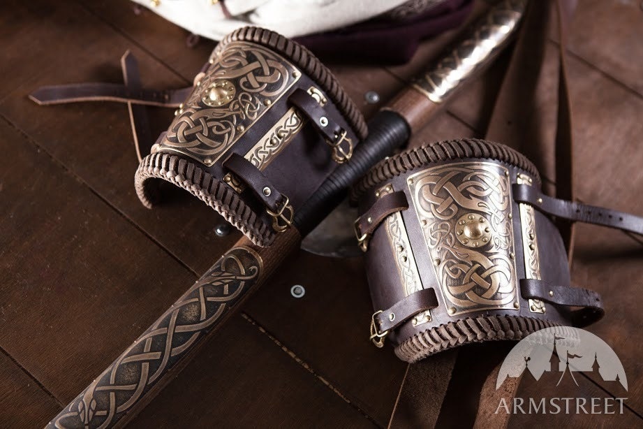 Armstreet Viking Embossed Bracers With Etched Brass Accents gudrun the  Wolfdottir Arm Guard pair LARP, SCA Ren Fair Bracers -  Canada