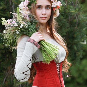 Armstreet Linen Corset Belt "Secret Garden"; Boned Corset; LARP; SCA; Ren Fest Cosplay; Medieval Historical Reenactment Grace