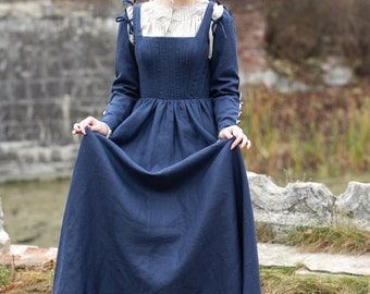 Linen Boned Corset Kirtle Renaissance Dress “German Rose”; Europe Traditional Costume; Armstreet Medieval dress; Ready to Ship!