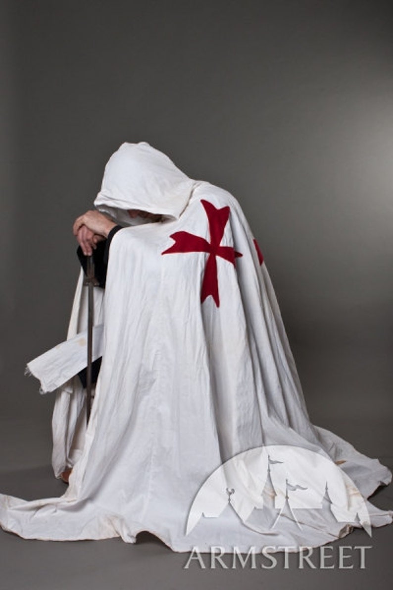Knight Crusader Templar Medieval Cotton White Cloak with Etsy