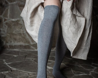 In Stock! Ready to Ship! One Size! Unicolour knee-high cotton socks for Viking or early medieval character