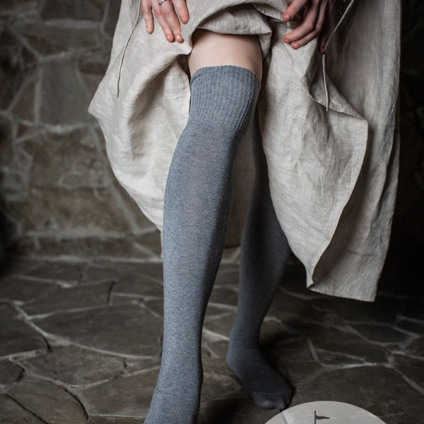 In Stock! Ready to Ship! One Size! Unicolour knee-high cotton socks for Viking or early medieval character