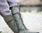 Pre-order Armstreet Medieval Men's High Leather Boots forest LARP SCA Ren  Fest Cosplay Reenactment Laced Shoes -  Canada