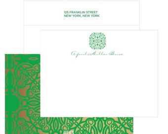 Personalized Stationery Set : 'High Society' | Custom Note Cards with return address envelopes