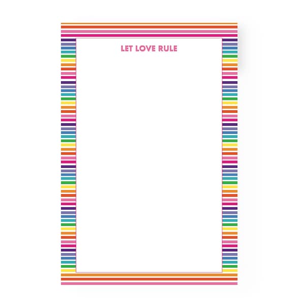 Let Love Rule : Notepad | Rainbow Stationery, 8.5x5.5 Notepad