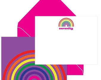Kids' Personalized Stationery Set : Rainbow Connection | Cute notecards for girls