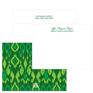 Personalisiertes Briefpapier Set: 'Green With Envy' | Personalisierte Grußkarte mit adressiertem Umschlag