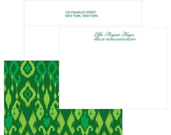 Personalized Stationery Set : 'Green With Envy' | Custom Note Cards with return address envelopes