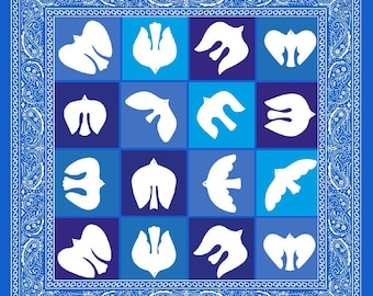 ZPB Inspired Blue & White Dove Silk Scarf