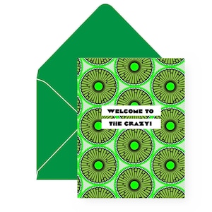 Tarjeta de bienvenida verde y blanca / Tarjeta de felicitación inspirada en The Links Inc / Tarjeta de notas en blanco / Ideas para regalos de amistad y servicio