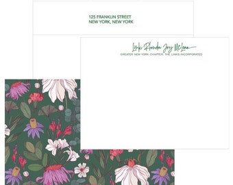 Personalized Stationery Set : Garden Party | Custom Note Cards with return address envelopes