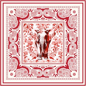 Delta Sigma Theta Inspired Silk Scarf | Crimson and Cream Elephant Design