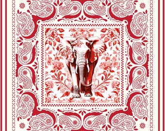 Sisterhood Silk Scarf- Red Elephant