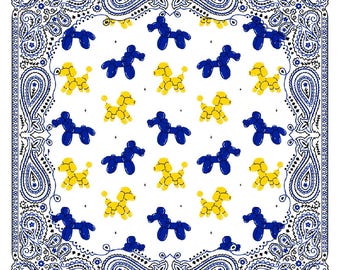Sisterhood Silk Scarf- Poodles -SGR Inspired Gift- Blue & Yellow Scarf