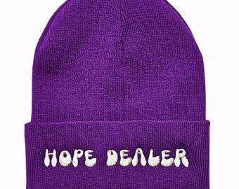 Hope Dealer Beanie- Embroidered purple winter hat