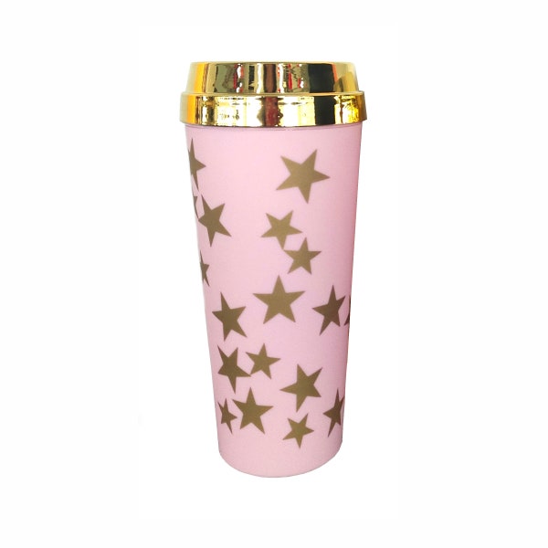 Superstar - Matte Pink Travel Coffee Mug | Gold star coffee mug, coffee cup