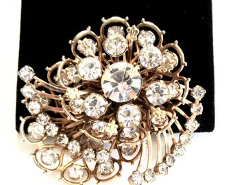 Vintage Rhinestone Shooting Star Intricate Dimensional MCM Brooch Pin