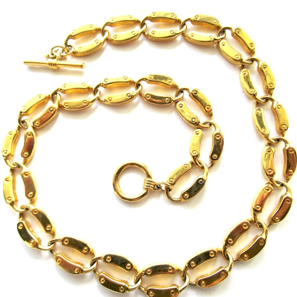 Vintage ANNE KLEIN Chunky Golden Links Vintage Necklace circa 1980