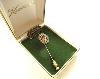 Vintage Krementz 14KT Gold Overlay  Filigree Rose Gold Stick Pin in Original Box  Collectors Gift Quality