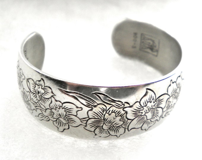 Kirk Stieff USA Pewter Cuff Bracelet March Flower of the Month Etsy