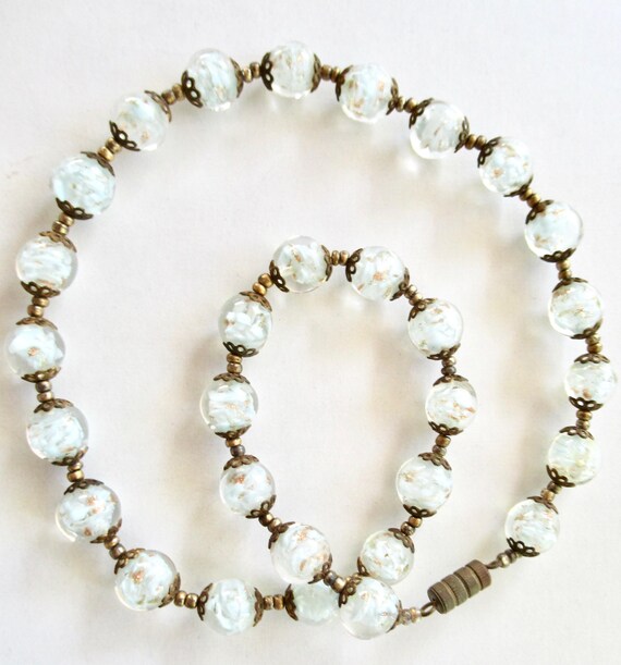 Vintage Venetian Sommerso Murano Art Glass Beads Necklace View 4