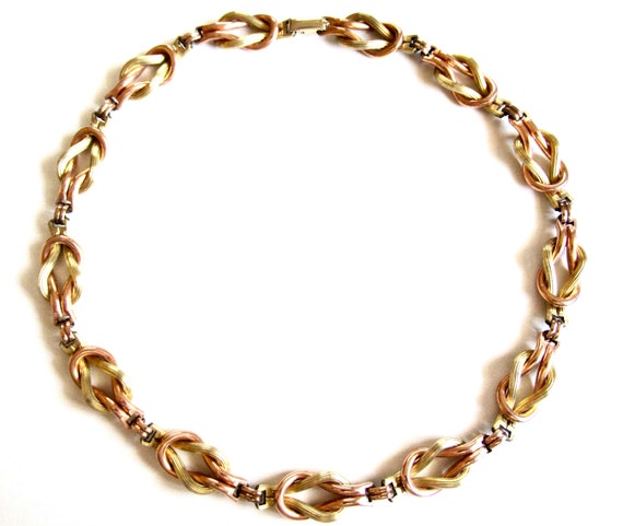 Vintage Hercules Love Knot 1940s Gold Filled Collar Necklace