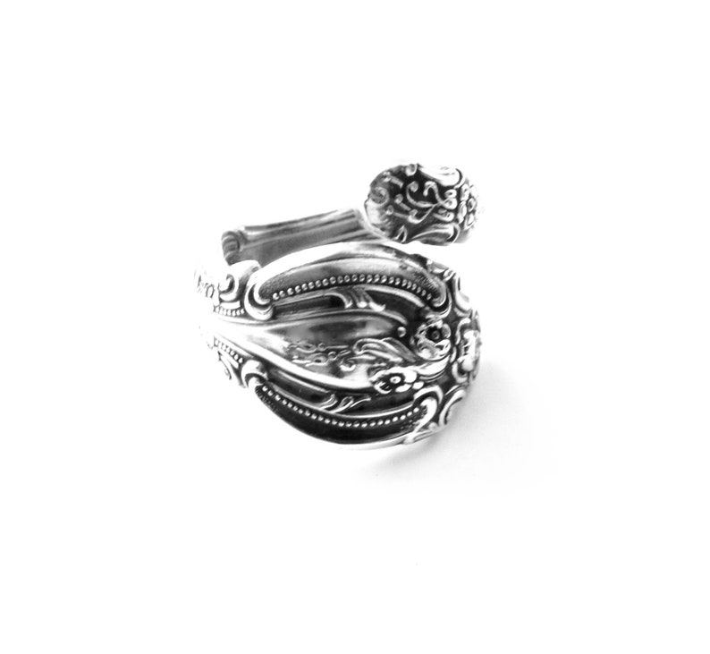Vintage Gorham La Scala Sterling Silver Spoon Ring Ornate Floral Scrolls 11 Grams