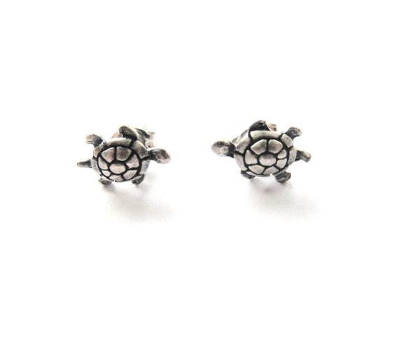 Vintage Turtle Pierced Earrings (On the Rocks ) C… - image 2