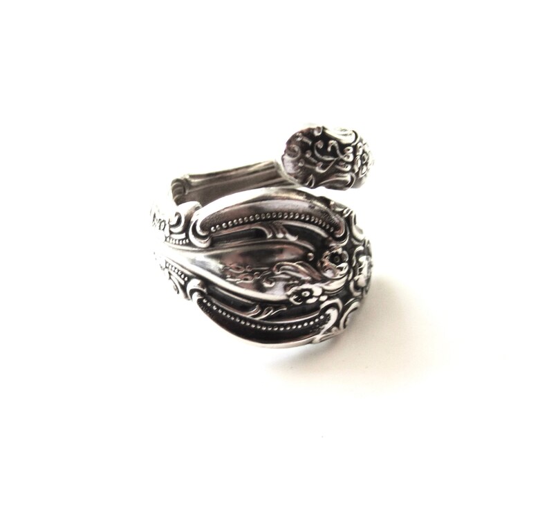 Vintage Gorham La Scala Sterling Silver Spoon Ring Ornate Floral Scrolls 11 Grams