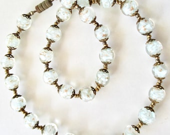 Vintage Venetian Sommerso Murano Art Glass Beads Necklace