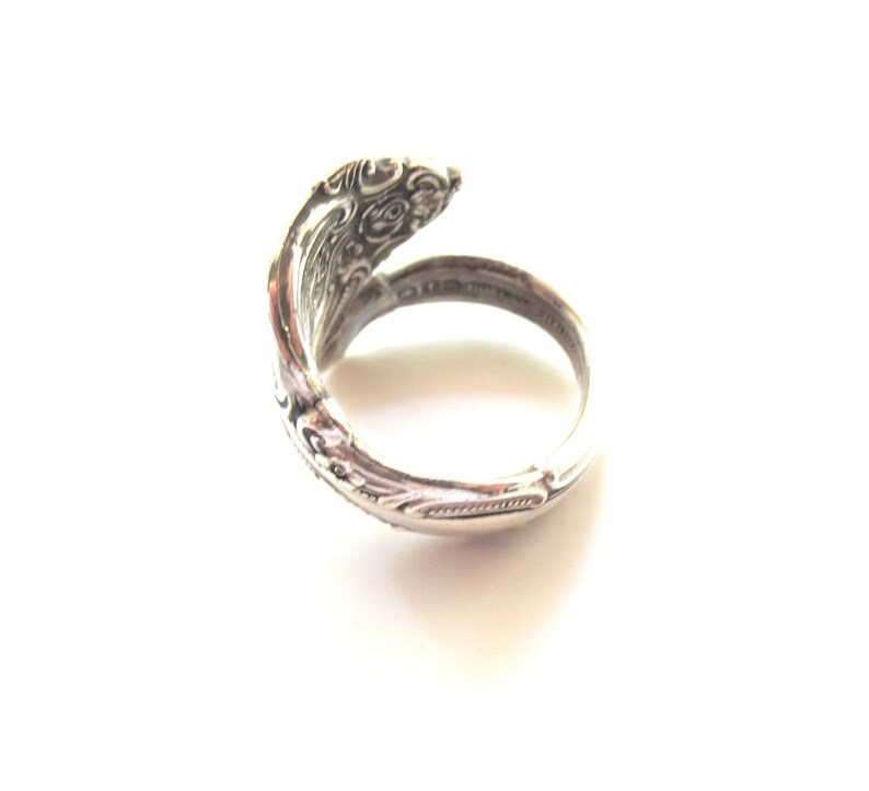 Vintage Gorham La Scala Sterling Silver Spoon Ring Ornate Floral Scrolls 11 Grams