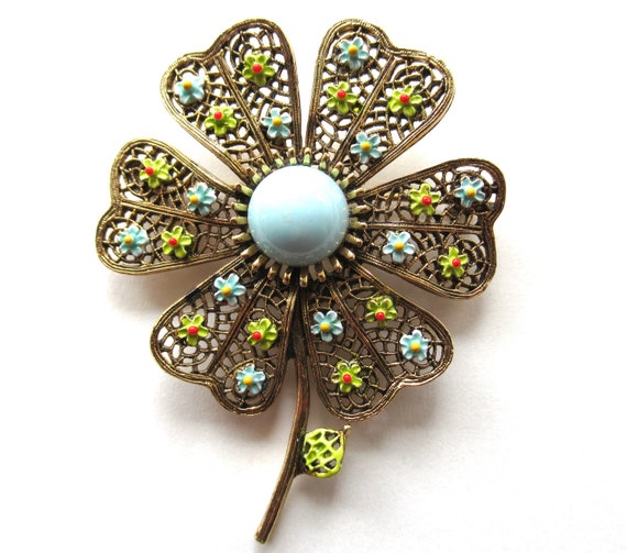 Extra Large Brooch Silk Fabric Flower Pin Beaded Oversized Flowers