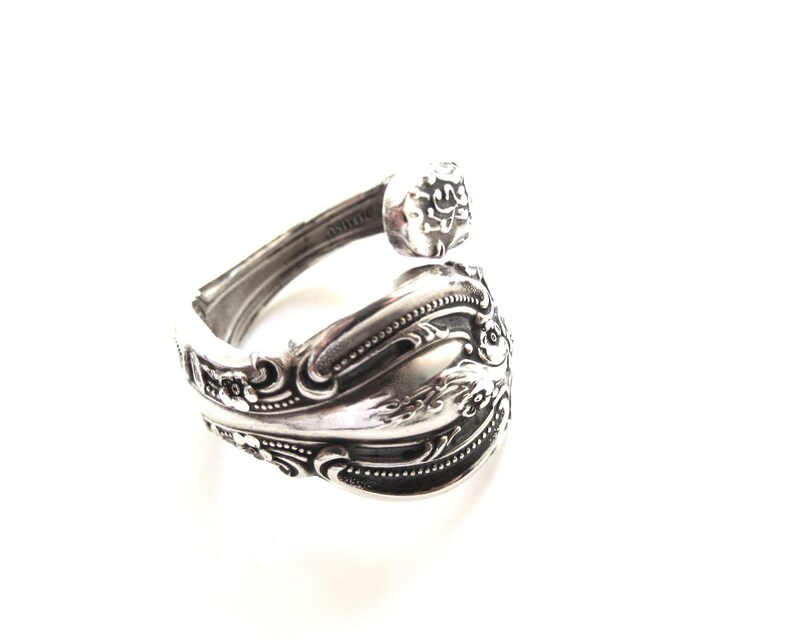 Vintage Gorham La Scala Sterling Silver Spoon Ring Ornate Floral Scrolls 11 Grams
