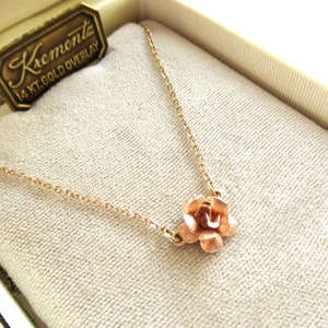 Vintage KREMENTZ Rose Pendant Necklace Great for Layering Collectible Original Presentation Box Gift for Her