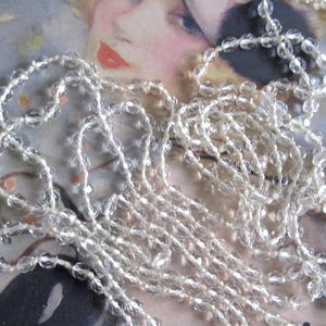 Vintage Art Deco Glass Crystal Beads Very Long Single Strand Flapper Necklace 1920s