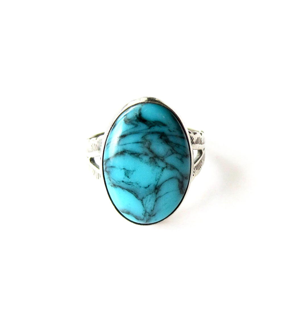 Vintage Native American Sterling Silver Turquoise Ring Signed JP - Etsy