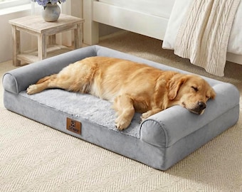 Sytopia XL ortopedisk soffa hundbäddsbolster, avtagbart överdrag, tvättbart grått