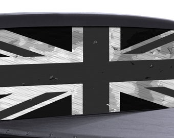 FGD Black and White British Flag Perforated Rear Window Vinyl Decal.