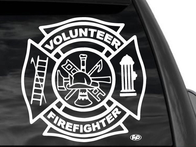 Pair Of Premium Firefighter Custom Gloss Decals – Black & Red – For Car, Truck, SUV Window Sticker By TrickToppers