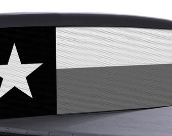 FGD Truck Rear Window Decal Black and White TEXAS State Flag Perforated Vinyl Wrap Lone Star