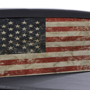 FGD Brand Truck Rear Window Wrap United States of America Flag Perforated Full Color Distressed American Flag Vinyl Decal