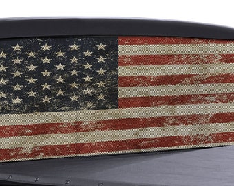 FGD Brand Truck Rear Window Wrap United States of America Flag Perforated Full Color Distressed American Flag Vinyl Decal