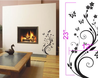 Butterfly Wall Decal Sticker Removable 12" Wide 23" Tall in White or Black
