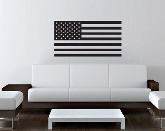 FGD American Flag Wall Decal 20" x38" in White or Black Patriotic Home Decor Silhouette